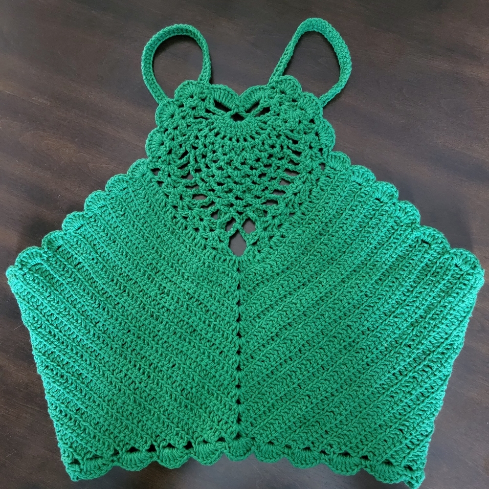 New Handmade Crochet Knit Green Halter Crop Top - One Size Boho Festival